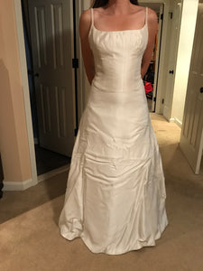 Wearkstatt 'Pleated' size 8 used wedding dress front view on bride