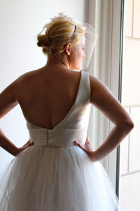 Amsale 'Parker' One-Shoulder Wedding Dress - Amsale - Nearly Newlywed Bridal Boutique - 4