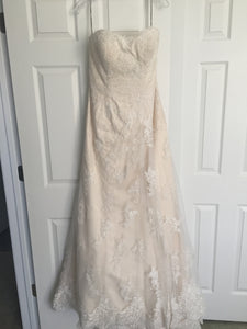 Maggie Sottero 'Joelle' size 8 sample wedding dress front view on hanger