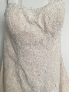 Maggie Sottero 'Joelle' size 8 sample wedding dress front view close up on hanger
