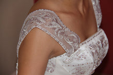 Load image into Gallery viewer, Jai International &#39;Rose Pink&#39; size 4 new wedding dress view of straps
