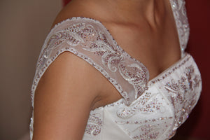 Jai International 'Rose Pink' size 4 new wedding dress view of straps