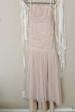 Load image into Gallery viewer, Galina &#39;Pleated Tulle Mermaid&#39; size 10 used wedding dress front view on hanger
