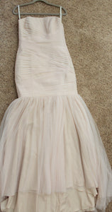 Galina 'Pleated Tulle Mermaid' size 10 used wedding dress front view