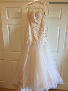 Martina Liana 'Mermaid' size 8 sample wedding dress front view on hanger