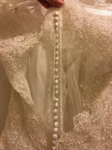Alessandra Rinaudo 'Colet' size 4 used wedding dress back view close up on bride