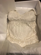 Load image into Gallery viewer, Claire Pettibone &#39;Kristene&#39; size 12 used wedding dress front view in box
