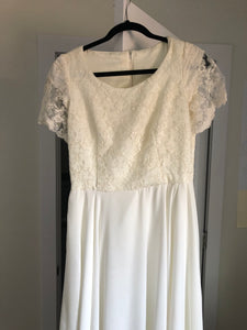 Bell Tower Bridal 'Handmade Simple Cap Sleeve Lace A-Line'