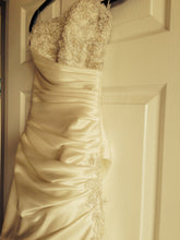 Load image into Gallery viewer, Custom Ivory Silk Strapless With Floral Beading - Custom - Nearly Newlywed Bridal Boutique - 4
