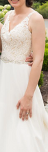 Load image into Gallery viewer, Mori Lee &#39;Chiffon&#39; size 2 used wedding dress front view on bride
