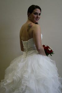 Mori Lee 'Blu' size 4 used wedding dress back view on bride