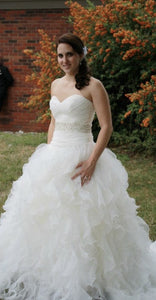 Mori Lee 'Blu' size 4 used wedding dress front view on bride