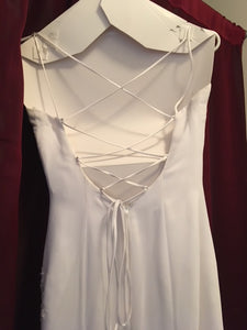 Moonlight 'Elegant' size 6 used wedding dress back view on hanger