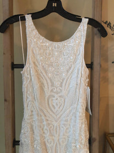 Theia 'Tara' size 6 new wedding dress front view close up on hanger