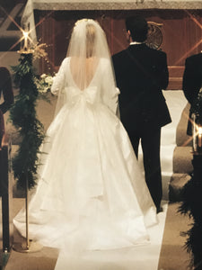 Amsale 'Princess' size 4 used wedding dress back view on bride