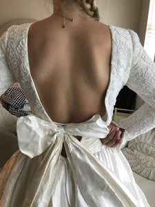 Amsale 'Princess' size 4 used wedding dress back view close up on bride