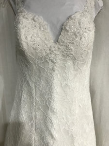 Bonny Bridal 'Semi Mermaid' size 6 used wedding dress front view on hanger