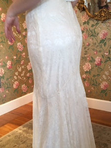 Elizabeth Dye 'Siren' size 10 new wedding dress back view close up on bride