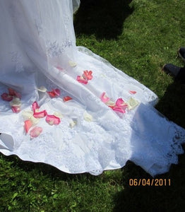 David's Bridal 'Fairytale' size 8 used wedding dress view of train