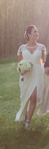 Hayley Paige 'Georgette' size 4 used wedding dress front view on bride