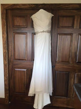Load image into Gallery viewer, Maggie Sottero &#39;Crystal Capped Sleeves&#39; size 8 sample wedding dress front view on hanger
