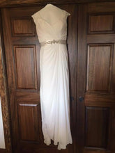 Load image into Gallery viewer, Maggie Sottero &#39;Crystal Capped Sleeves&#39; size 8 sample wedding dress front view on hanger
