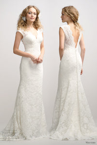 Watters 'Amile' size 8 sample wedding dress front/back views on model