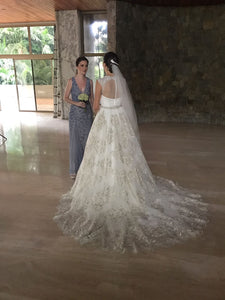Cristiano Lucci 'Raquel' size 4 used wedding dress back view on bride