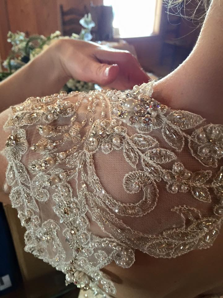 Maggie Sottero 'Jade' size 2 used wedding dress close up of beading 