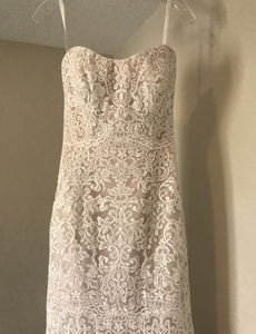 Allure Bridals 'Strapless Lace' size 4 new wedding dress front view on hanger