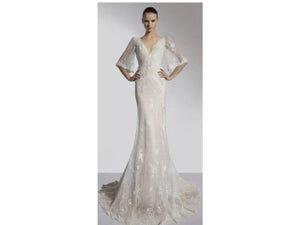 Inbal Dror '14-06' size 2 used wedding dress front view on model