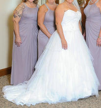 Load image into Gallery viewer, Jewel &#39;Strapless Tiered Tulle&#39; size 14 used wedding dress side view on bride

