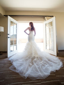 Kenneth Pool 'Dara' size 4 used wedding dress back view on bride