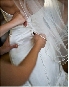 Priscilla of Boston 'LIA' size 8 used wedding dress back view on bride