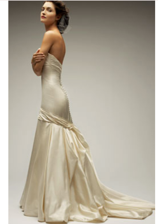 Priscilla of Boston 'LIA' size 8 used wedding dress side view on model