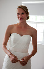 Load image into Gallery viewer, Anne Barge &#39;Trumpet&#39; size 10 used wedding dress front view close up on bride
