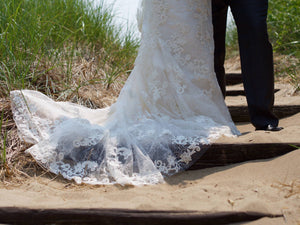 Casablanca '2155' size 10 used wedding dress back view of train bride