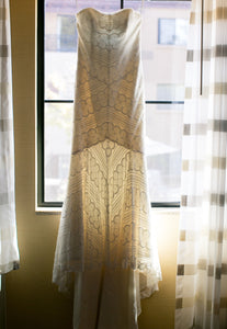 Wtoo 'Pippin' size 8 used wedding dress front view on hanger