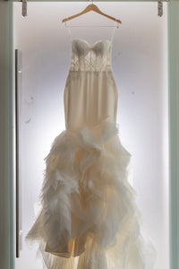 Lazaro '3610' size 4 used wedding dress front view on hanger