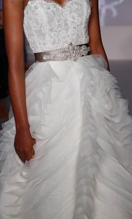 Lazaro '3100' size 2 used wedding dress front view on bride