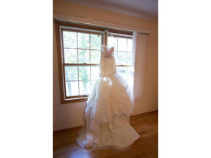 Lazaro '3201' size 6 used wedding dress front view on hanger