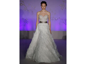 Lazaro '3063' size 6 used wedding dress front view on model