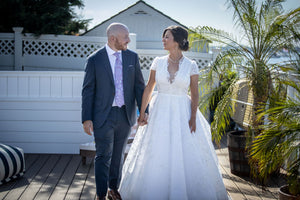Isabelle Armstrong 'Spring 2020 Lace Ball Gown with Deep V-Neck'
