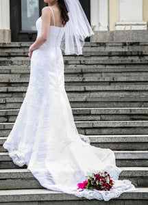 Pronovias 'Romantic' size 10 used wedding dress back view on bride