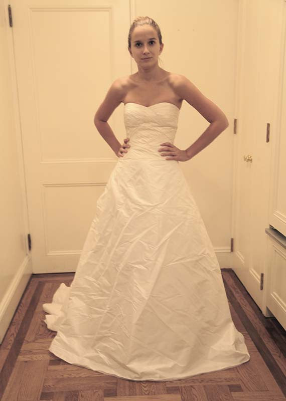 Reem Acra Silk Strapless A-line Wedding Dress - Reem Acra - Nearly Newlywed Bridal Boutique - 1
