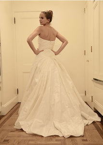 Reem Acra Silk Strapless A-line Wedding Dress - Reem Acra - Nearly Newlywed Bridal Boutique - 3