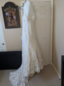 Alfred Angelo 'Ivory' size 14 used wedding dress front view on hanger