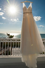 Load image into Gallery viewer, BHLDN &#39;Cassia&#39; size 0 used wedding dress front view on hanger
