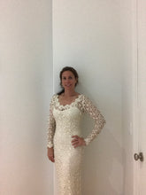 Load image into Gallery viewer, Severin &#39;Lace&#39; size 4 used wedding dress front view on bride
