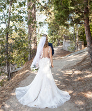 Load image into Gallery viewer, Galina &#39;Signature Beaded&#39; size 6 used wedding dress back view on bride
